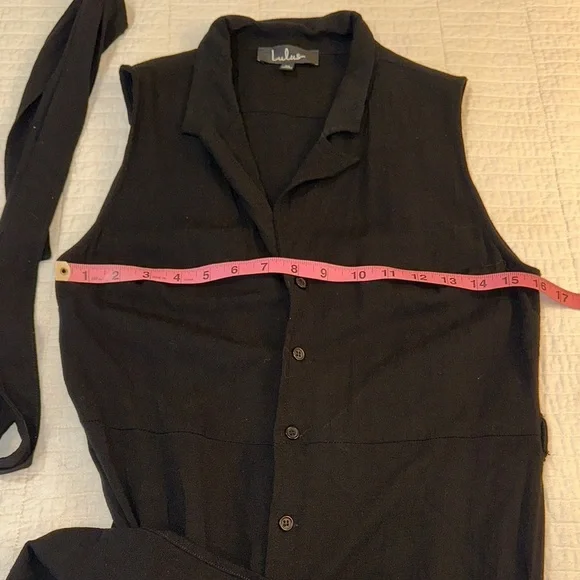 Lulu’s Medium Shirt Dress Fitted Black EUC stretch Button Down - Picture 8 of 9